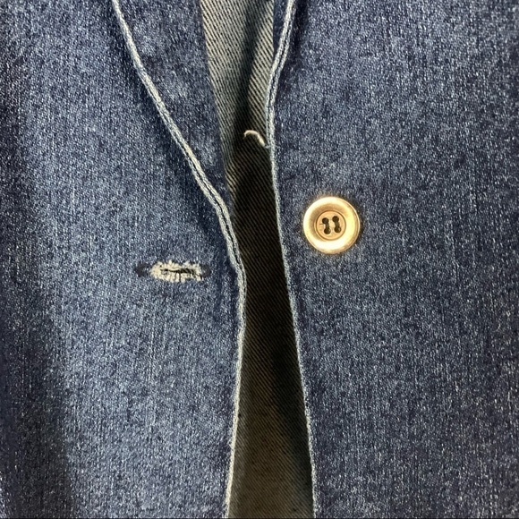 VINTAGE 80s Western Crackle Stone Embellished Denim Blazer Jacket Size 10 - Picture 10 of 12